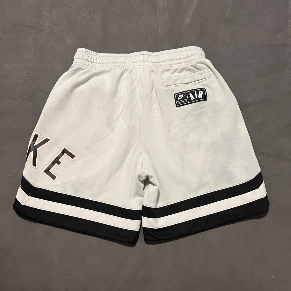 Nike Air Sportswear Tech‎ Fleece Mens Medium Shorts Grey Black Stripe Spellout - Picture 2 of 15